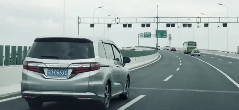 Car on Shanghai Highway Stock Footage 137212666
