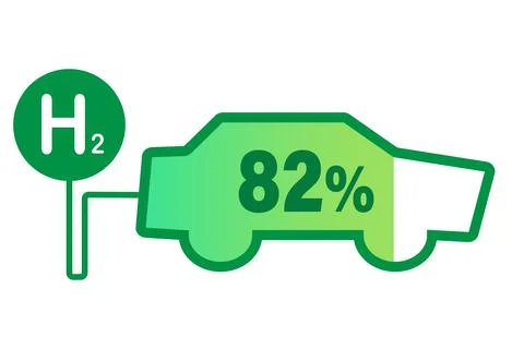 Car shape with Hydrogen filling indicator on screen. Green Hydrogen concept Stock Illustration
