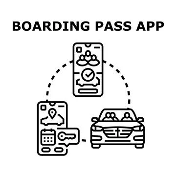 Car sharing app controlling journey and group passengers Stock-Illustration