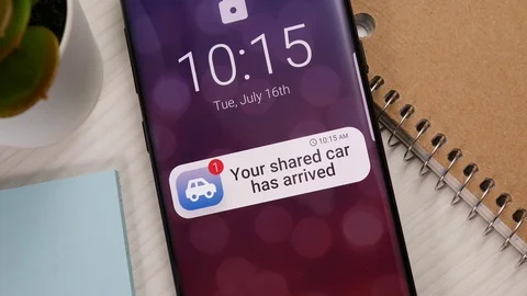 Car Sharing App Notification on a Smartphone Screen 스톡 동영상 122014445