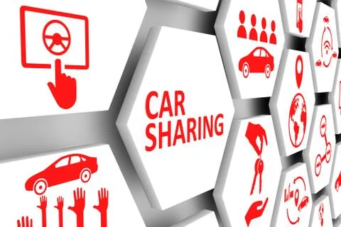 CAR SHARING concept cell background 3d illustration Stock Illustration
