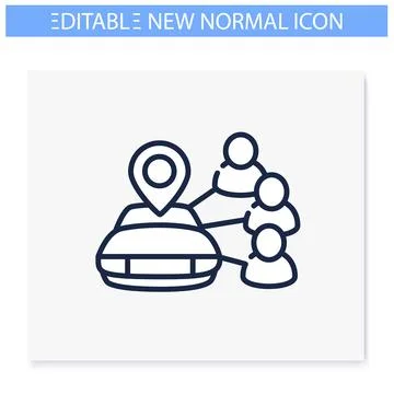 Car sharing line icon. Editable illustration Stock Illustration