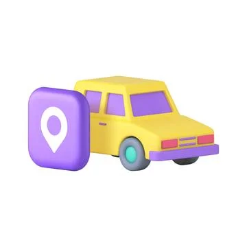 Car sharing location map address GPS cartography navigation 3d icon realistic Illustrazione stock