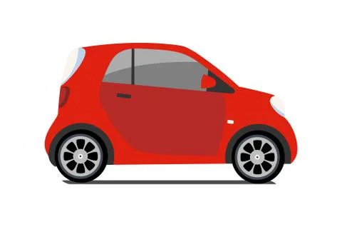 Car sharing logo, vector city micro red car. Eco vehicle icon isolated on whi Stock Illustration