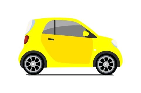 Car sharing logo, vector city micro yellow car. Eco vehicle icon isolated whi Stock Illustration
