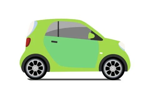 Car sharing logo, vector city micro green car. Eco vehicle icon isolated whit Stock Illustration