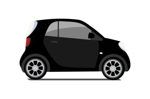 Car sharing logo, vector city micro black car. Eco vehicle icon isolated whit Stock Illustration