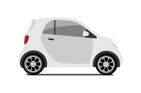 Car sharing logo, vector city micro grey car. Eco vehicleicon isolated on whi Stock Illustration