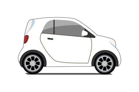 Car sharing logo, vector city micro white car. Eco vehicle icon isolated whit Stock Illustration
