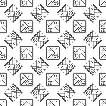 Car Sharing Map App vector concept line seamless pattern Illustrazione stock