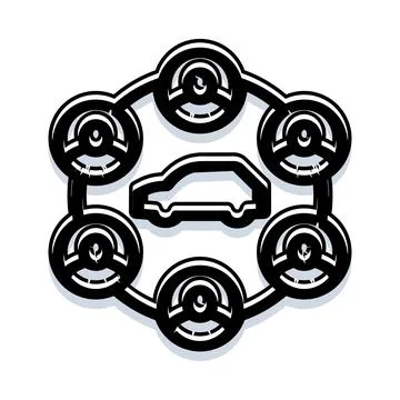 Car sharing network icon symbolizing mobility solutions Stock Illustration