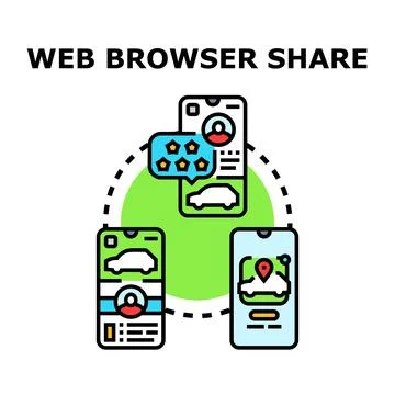 Car sharing service application connecting users online Illustrazione stock