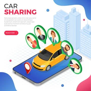Car Sharing Service Concept Stock Illustration
