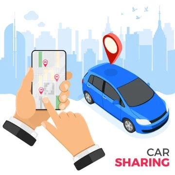 Car Sharing Service Concept Stock Illustration
