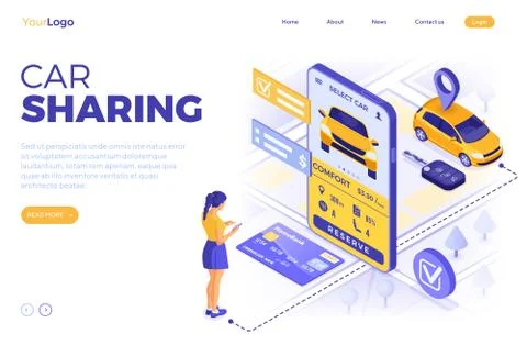 Car Sharing Service Concept Stock Illustration