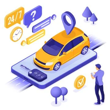 Car Sharing Service Concept Stock Illustration