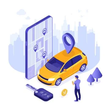 Car Sharing Service Concept Stock Illustration