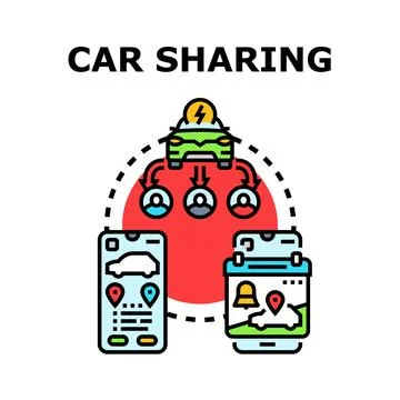 Car sharing service connecting drivers and riders Stock Illustration