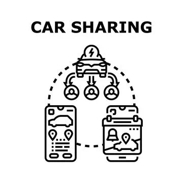 Car sharing service connecting drivers and riders Stock Illustration