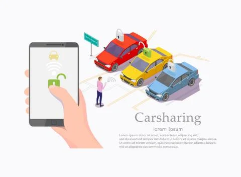 Car sharing service vector web banner template Stock Illustration