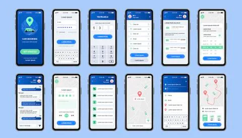 Car sharing unique design kit for mobile app. Stock Illustration