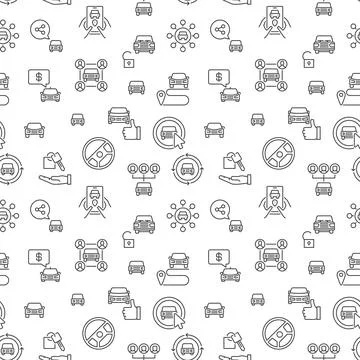 Car Sharing vector Carsharing concept outline minimal Seamless Pattern イラスト素材