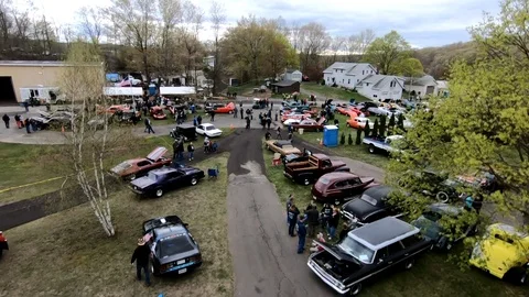 Car Show Aerial Video stock 107728227