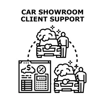 Car showroom client support concept with digital tools Ilustração Stock