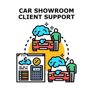 Car showroom client support concept with digital tools Ilustração Stock