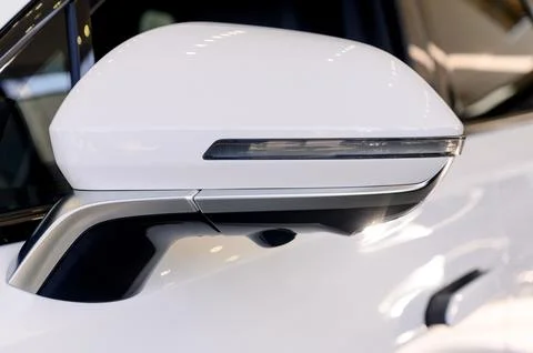 A car side mirror in a close up Stock Photos