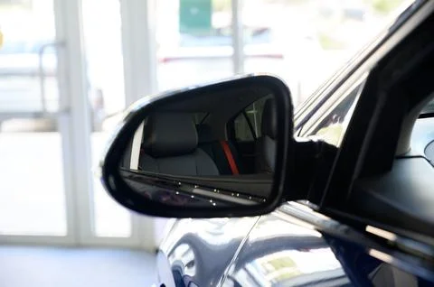 A car side mirror in a close up Stock Photos