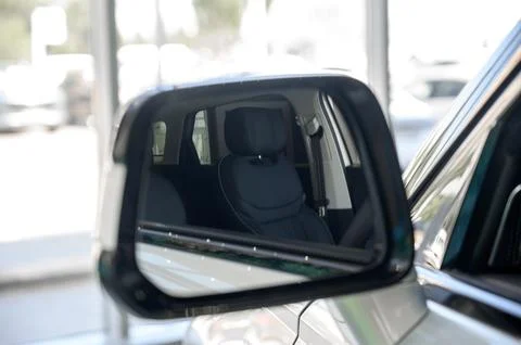 A car side mirror in a close up Stock Photos