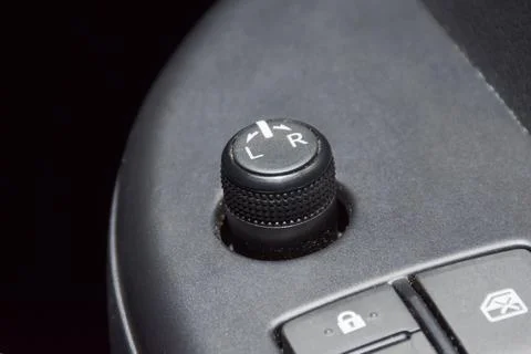 Car Side Mirror Control Switch Closeup Stock Photos
