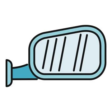 Car side mirror providing rearview driving safety icon Stock Illustration
