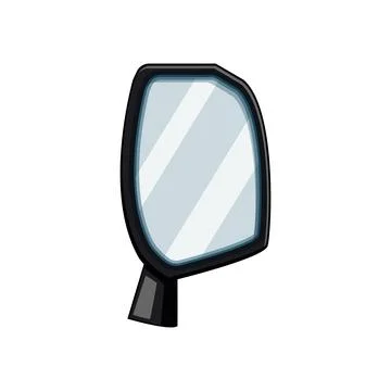 Car side mirror reflecting view behind vehicle Stock Illustration