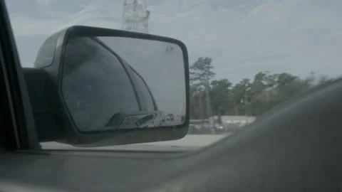 Car Side Mirror View Driving Along Highway Stock Footage 343881829