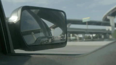 Car Side Mirror View Driving on Highway Stock Footage 343881884