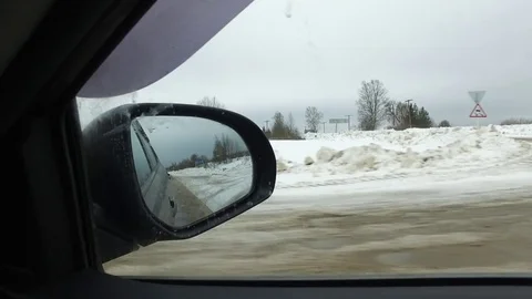 Car Side Mirror Winter Stock Footage