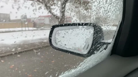 Car Side Mirror in winter snowstorm  Vídeos de archivo 149722499