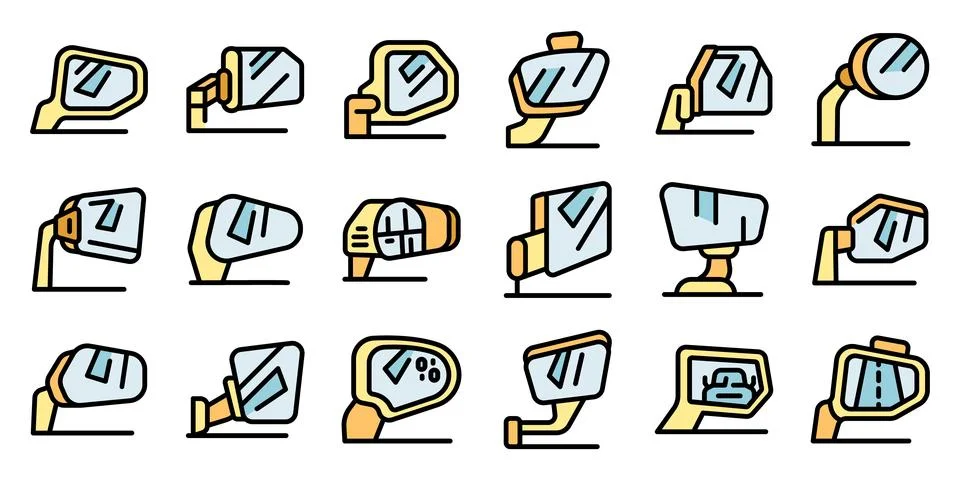 Car side mirrors showing different perspectives and features for safe driving Stock Illustration