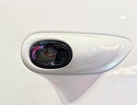 Car side rearview camera integrated into vehicle body Foto stock