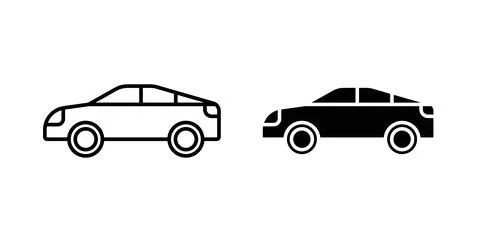 Car side view icon symbol. Vector illustration pack in black color. Stock Illustration
