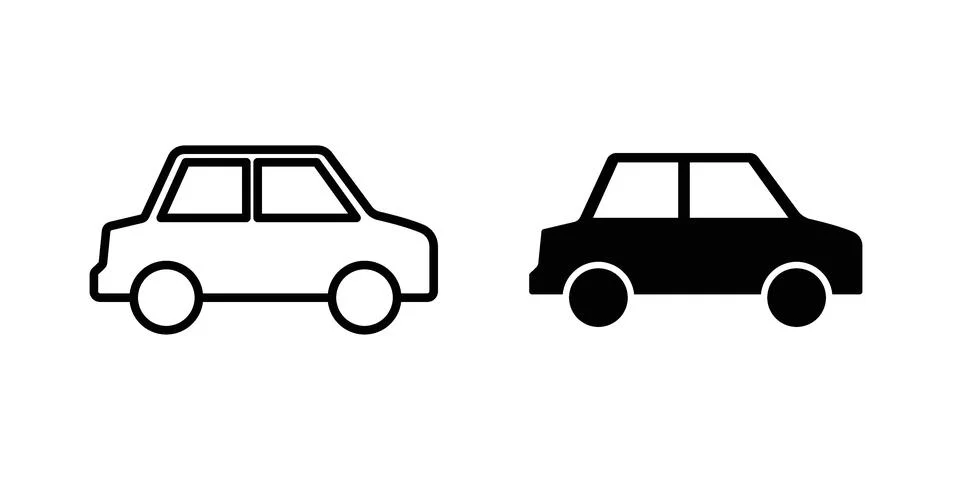 Car side view icon symbol  illustration bundle in black colour Stock Illustration