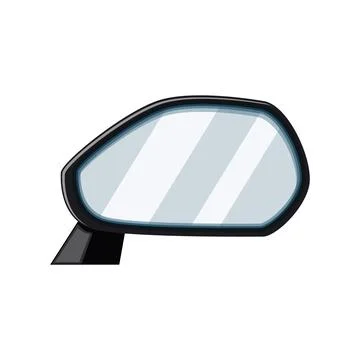 Car side view mirror drawing showing road safety Stock Illustration