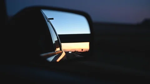 Car Side View Mirror at Dusk Stock Footage 125477190