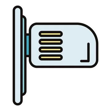 Car side view mirror flat color icon Stock Illustration