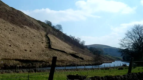 Car side window view driving A6033 by Rochdale Canal Vídeo Stock 223521494