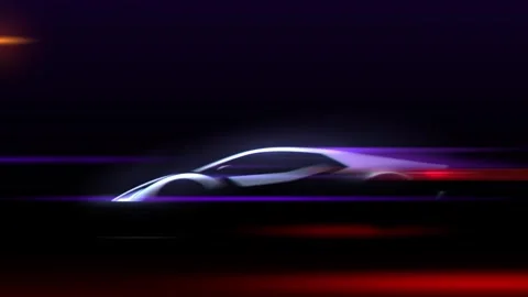Car silhouette with motion lights effect Stock Footage 318017123
