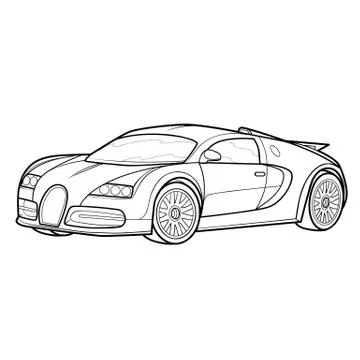 Car sketch, coloring, isolated object on a white background, vector illustrat Stock-Illustration