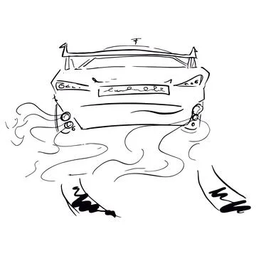 Car skids on the road Stock Illustration